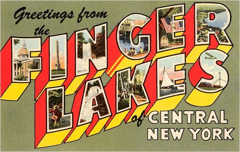 Greetings from the Finger Lakes, New York - Vintage Image, Magnet