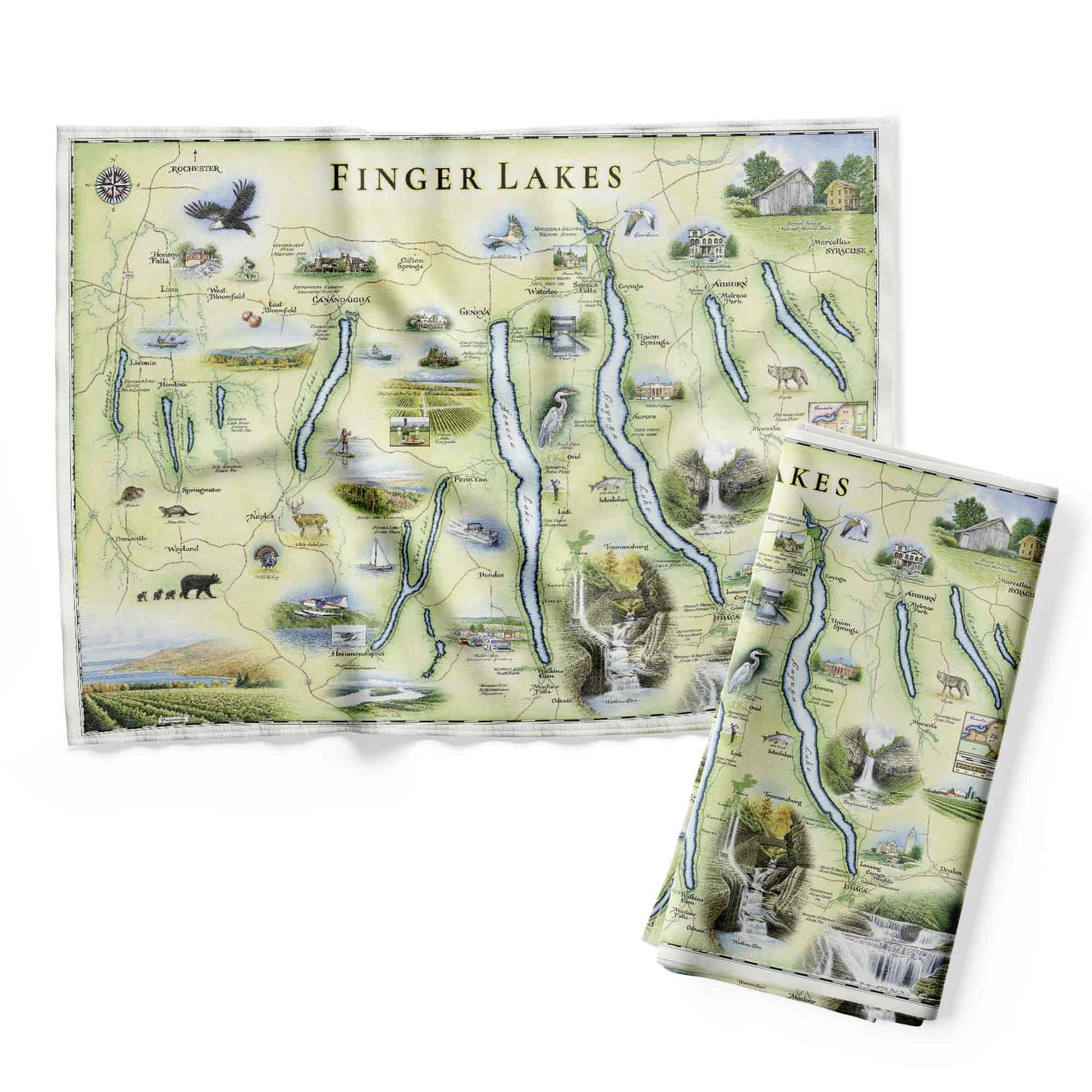 Finger Lakes, New York Map Kitchen Towel