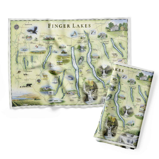 Finger Lakes, New York Map Kitchen Towel