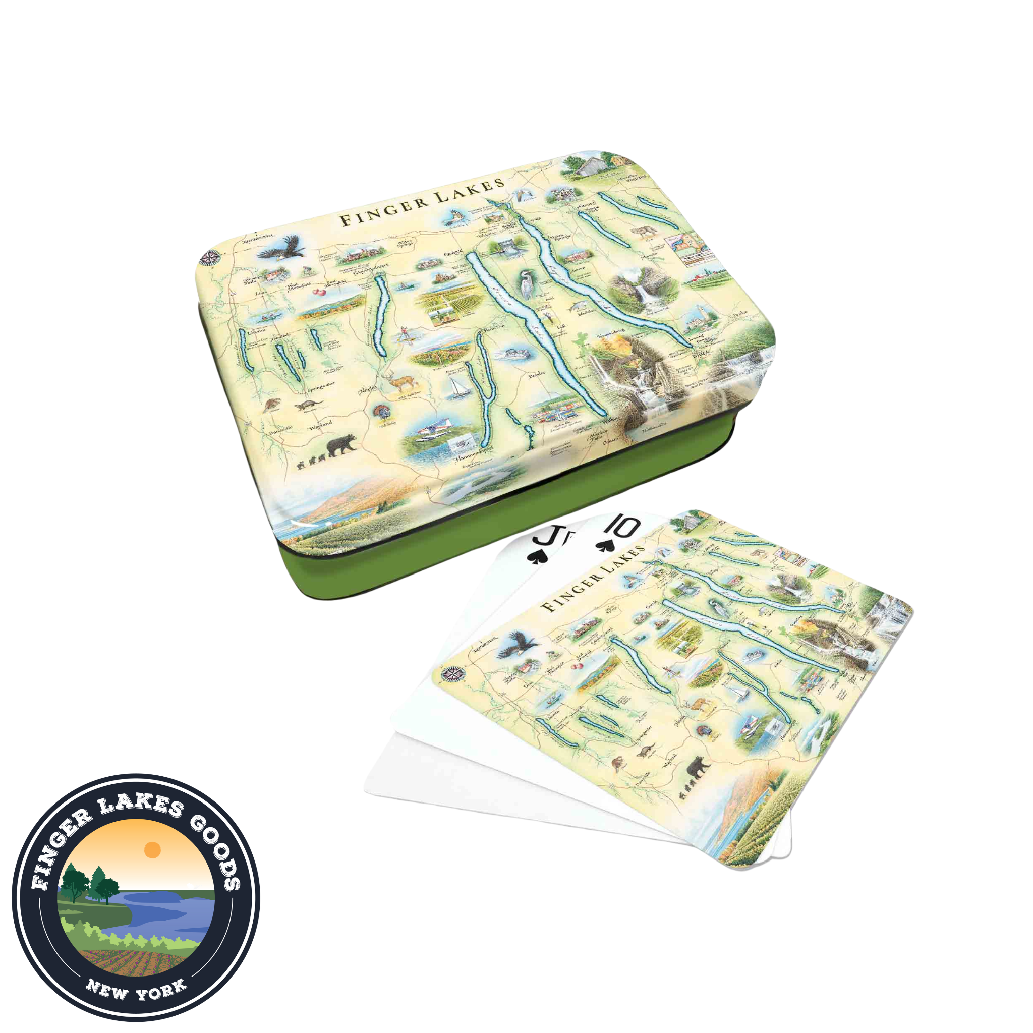 Finger Lakes Map Playing Cards