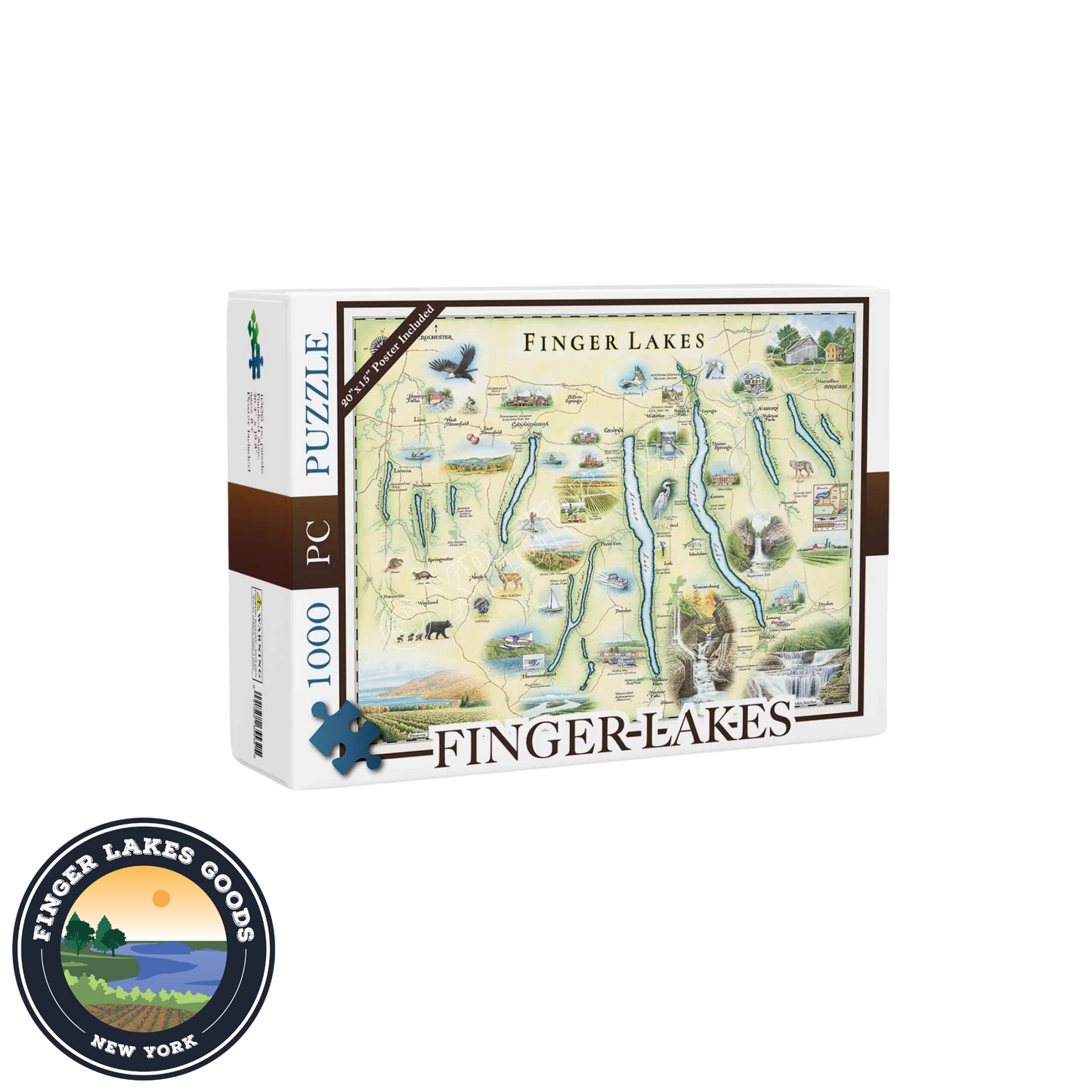 Finger Lakes Map Cardboard Puzzle (1000-Piece)